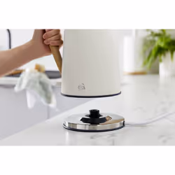 Swan SK14610WHTN Nordic Jug Kettle, Wood Effect, Soft Touch, 1.7L 3KW, Matte Cotton White