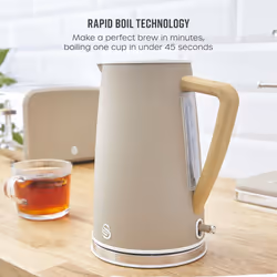 Swan SK14610OAT Nordic Cordless Jug Kettle with Fast Boil Technology, Overheat Protection, Soft Touch Handle, 1.7L, 3KW, Oatmeal, White