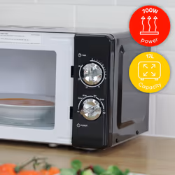 Russell Hobbs RHMM701B 17 Litre 700 W Black Solo Manual Microwave with 5 Power Levels, Ringer & Timer, Defrost Setting, Easy Clean