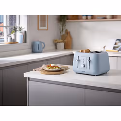 Kenwood Dawn Toaster, 4 Slot Toaster, Reheat, 5 Browning Settings, Defrost and Cancel Functions, Pull Crumb Tray, TFP09.?000BL, 1800W, Stone Blue