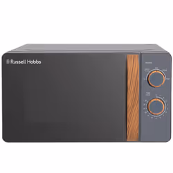 Russell Hobbs RHMM713G 17 L 700 W Scandi Compact Grey Manual Microwave with 5 Power Levels, Wood Effect Handle & Dials, Timer ...