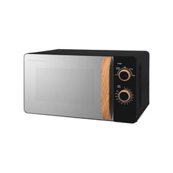 Russell Hobbs RHMM713B-N 17L 700w Scandi Compact Black Manual Microwave with 5 Power Levels, Wood Effect Handle & Dials, Timer, Defrost Setting, Easy