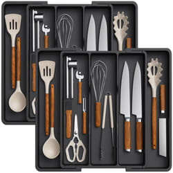 Lifewit Utensil Drawer Organiser, Expandable Large Cutlery Tray for Kitchen, Adjustable Silverware Flatware Holder, Plastic Kitchen Spatula Tools and