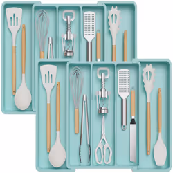 Lifewit Utensil Drawer Organiser, Expandable Large Cutlery Tray for Kitchen, Adjustable Silverware Flatware Holder, Plastic K ...