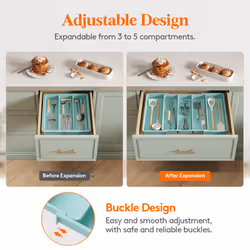 Lifewit Utensil Drawer Organiser, Expandable Large Cutlery Tray for Kitchen, Adjustable Silverware Flatware Holder, Plastic Kitchen Spatula Tools and
