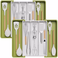 Lifewit Utensil Drawer Organiser, Expandable Large Cutlery Tray for Kitchen, Adjustable Silverware Flatware Holder, Plastic K ...