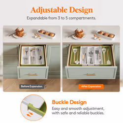 Lifewit Utensil Drawer Organiser, Expandable Large Cutlery Tray for Kitchen, Adjustable Silverware Flatware Holder, Plastic Kitchen Spatula Tools and