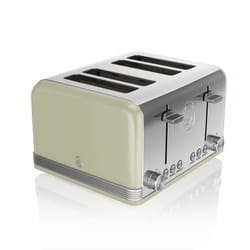 Swan ST19020GN Retro 4-Slice Toaster with Defost/Reheat/Cancle Functions, Cord Storage, 1600W, Retro Green