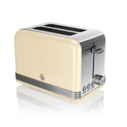 Swan ST19010CN Retro 2-Slice Toaster with Defost/Reheat/Cancle Functions, Cord Storage, 815W, Retro Cream