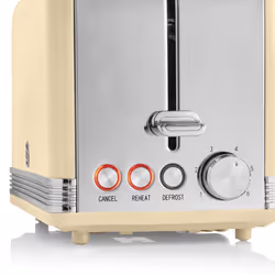 Swan ST19010CN Retro 2-Slice Toaster with Defost/Reheat/Cancle Functions, Cord Storage, 815W, Retro Cream
