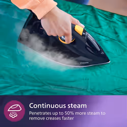 Philips 7000 Series Steam Iron, Powerful 3000W, 50g/min Steam, 250g Steam Boost, SteamGlide Elite Soleplate for Smooth Gliding, Blue/Yellow
