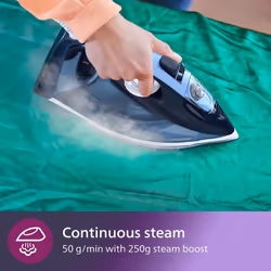 Philips 7000 Series Steam Iron - 2800W, 50g/min Steam, 250g Steam Boost, Vertical Steam, SteamGlide Plus Soleplate, Louros/Cotton Blue (DST7020/20)