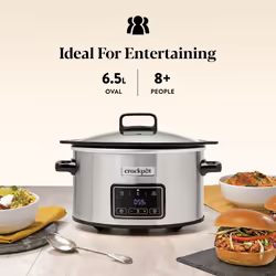 Crock-Pot Sizzle & Stew Digital Slow Cooker | 6.5 L (8+ People) | Removable Induction Hob-Safe Bowl Sears Meat & Vegetables | UK 3 Pin Plug |