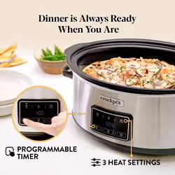 Crock-Pot Sizzle & Stew Digital Slow Cooker | 6.5 L (8+ People) | Removable Induction Hob-Safe Bowl Sears Meat & Vegetables | UK 3 Pin Plug |