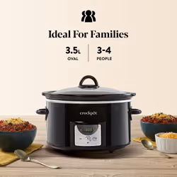 Crockpot Digital Slow Cooker | 3.5 L (3-4 People) | Programmable Countdown Timer | UK 3 Pin Plug | Black [CSC113]