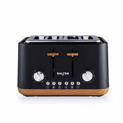 Salter EK5823BLK Toronto 4-Slice Toaster ? Wide Slots, 6 Browning Levels, Removable Crumb Tray, Defrost, Reheat, Cancel, Self ...