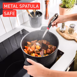 Tefal Titanium Stone Stewpot 24 cm + Lid, High-Performance Non-Stick Coating, Metal Spatula Safe, All Stovetops Including Induction, E1054645
