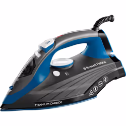 Russell Hobbs Iron [2600W, 160g steam shot, 55g/min continuous steam] Titanium Carbide (Titanium-infused ceramic soleplate, 3 ...
