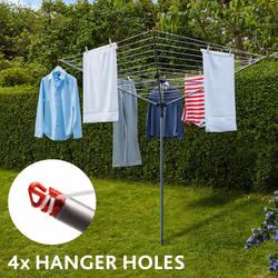 Vileda 4 Arm Rotary Dryer, Outdoor Clothes Airer with 45m washing Line, Silver