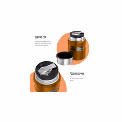 Thermos Stainless King Food Flask, 470ml Capacity - Sleek Multi- Purpose Flask for Daily Food Prep - Durable Stainless Steel with Classic Copper