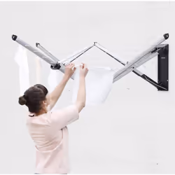 Brabantia WallFix Retractable Washing Line with Protective Fabric Cover (24m) Wall-Mounted Foldaway Clothes Air Dryer (Silver)