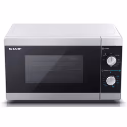 SHARP YC-MG01U-S Compact 20 Litre 800W Manual control Microwave with 1000W Grill, 5 power levels, defrost function, LED cavity light - Silver