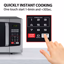 Toshiba 800w 23L Microwave Oven with Digital Display, Auto Defrost, One-Touch Express Cook, 6 Pre-Programmed Auto Cook Settings, and Easy Clean -
