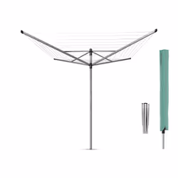 Brabantia - Lift-O-Matic - 60 Metres of Clothes Line - Adjustable in Height - UV-Resistant & Non-Slip Lining - Umbrella Syste ...