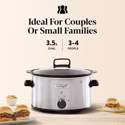 Crockpot Sizzle & Stew Slow Cooker | 3.5 L (3-4 People) | Removable Hob-Safe Bowl Sears Meat & Vegetables | Stainless Steel [CSC085], Manual