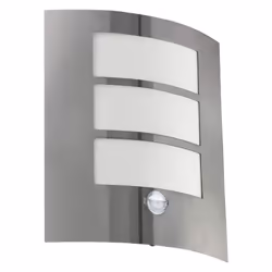 Eglo City Outdoor Motion Sensor Wall Light, White and Silver Stainless Steel External Porch Lighting, Exterior Lamp, E27 Sock ...