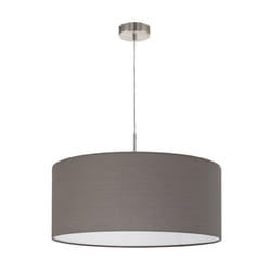 Eglo Pendant Lamp Pasteri, 1 Bulb Fabric Pendant Light, Steel and Fabric Hanging Ceiling Lights, Colour: Nickel Matt, Anthracite Brown, Socket: E27,