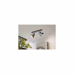 Eglo Romagnese LED Pendant Spotlight, 5-Bulbs Ceiling Light Made of Steel and Glass Coloured in Nickel Matt, Amber and White, Dinning Table and Living