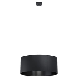 Eglo Maserlo 1 Vintage Pendant Lamp, Black Steel and Fabric Ceiling Light, Dining and Living Room Lighting, E27 Socket, ? 20.9 inches