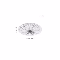 EGLO Nieves LED Ceiling Light, Diameter 51 cm, Crystal Effect Ceiling Light Made of Plastic and Metal, Living Room Lamp in White, Silver, Bedroom