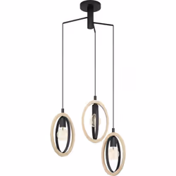 Eglo Pendant lamp Basildon, 3-Light Hanging lamp Vintage, Industrial, Retro, Made of Steel and Wood in Black, Natural, Dining ...