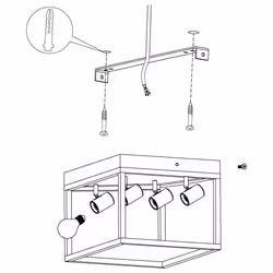 Eglo Silentina 4 Flush Ceiling Light, 4-Flame Industrial Design Living Room, Kitchen or Hallway Lamp, Black Steel Wall Lighting, E27 Socket