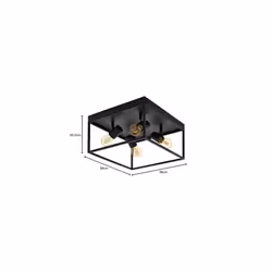 Eglo Silentina 4 Flush Ceiling Light, 4-Flame Industrial Design Living Room, Kitchen or Hallway Lamp, Black Steel Wall Lighting, E27 Socket