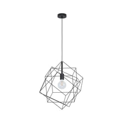 EGLO Straiton Pendant Light, 1-Bulb Pendant Lamp, Vintage, Industrial, Steel Pendant Light in Black, Dining Table Lamp, Living Room Lamp, Hanging with