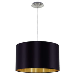 EGLO Maserlo Textile Pendant Lamp, Nickel Matt Steel with Black and Gold Fabric Hanging Light, E27 Socket, ?: 38 cm (14.9")