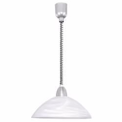 Eglo Lord 2 Height Adjustable Pendant Light, Classic Living Room and Kitchen Hanging lamp, matt Nickel and White Alabaster Glass E27 Socket