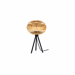 Eglo Tripod Bedside lamp Amsfield 1, Boho Style Light Fixture, Living Room and Bedroom Lighting, Black Metal and Natural Colo ...