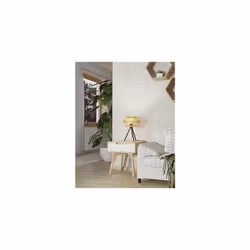 Eglo Tripod Bedside lamp Amsfield 1, Boho Style Light Fixture, Living Room and Bedroom Lighting, Black Metal and Natural Coloured Bamboo, E27 Socket,