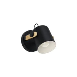 Eglo Infoor Wall Light Hornwood, Vintage Wall lamp in Industrial Design, Retro Lighting Made of Steel and Wood, Colour Black, Cream, Brown, Socket