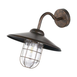 Eglo Melogoa Outdoor Wall Light, Antique Copper External Porch Light, Galvanized Steel and Glass Lantern, E27 Socket, IP44