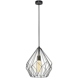 Eglo Carlton Vintage Pendant Light, Retro/Industrial Design Ceiling Lamp, Black Steel Hanging Lighting, E27 Socket