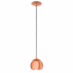 EGLO Rocamar Pendant Lamp, Copper-Coloured Metal and Clear Glass Ceiling Light, Dining and Living Room Hanging Lighting, E27  ...