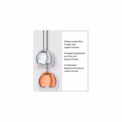 EGLO Rocamar Pendant Lamp, Copper-Coloured Metal and Clear Glass Ceiling Light, Dining and Living Room Hanging Lighting, E27 Socket
