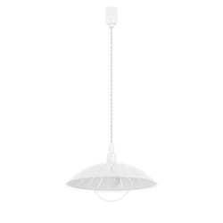 Eglo Alvez Adjustable Pendant Lamp, White Plastic and Clear Glass Ceiling Light with Spiral Cable, Classic Dining Room and Kitchen Hanging Lighting,