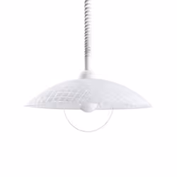 Eglo Alvez Adjustable Pendant Lamp, White Plastic and Clear Glass Ceiling Light with Spiral Cable, Classic Dining Room and Kitchen Hanging Lighting,
