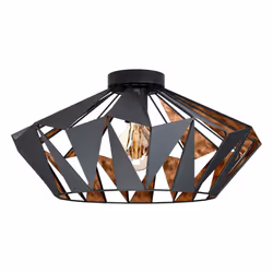 Eglo Flush Ceiling Light Carlton6, Vintage, Industrial and Retro Design, Living Room, Kitchen and Hallway lamp, Black Steel a ...